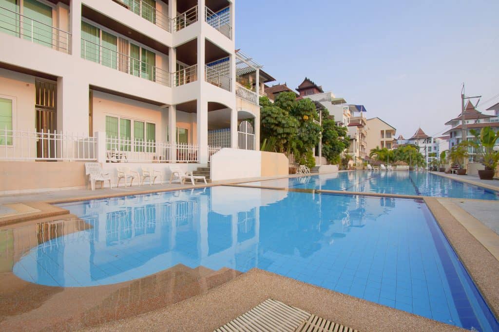 Image of an Olympic-style swimming pool in the center of Pattaya, dive into the crystal-clear water and make a splash in this picturesque location.